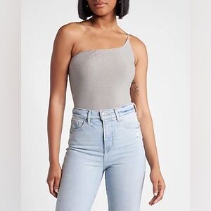 NWT Express Silver One-Shoulder Metallic Bodysuit